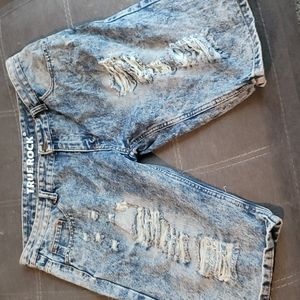 True Rock ripped denim shorts